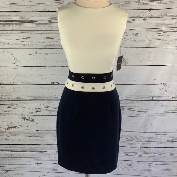Ellen Tracy Dresses & Skirts - ELLEN TRACY NAVY sheath DRESS cream